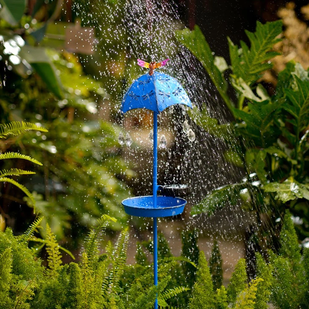 Solar Garden Light Umbrella Raindrop Bird Feeder