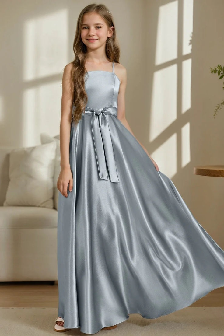 Daisda Simple Spaghetti Straps Sleeveless A Line Junior Bridesmaid Dress