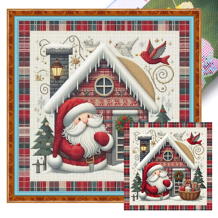 【Huacan Brand】Christmas scenery 40*40cm 11CT Stamped Canvas Cross Stitch gbfke