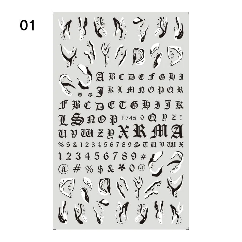 1PC Golden Heart Designs Nail Art 3D Stickers Decals Valentine's Day Black White Red Adhesive Sticker Decoration For Manicures