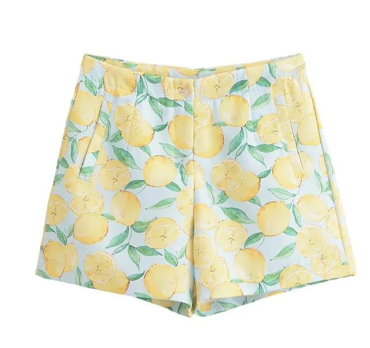 Nigikala Nigikala Women's INS Burst Linen-Blend Printed Shorts Set