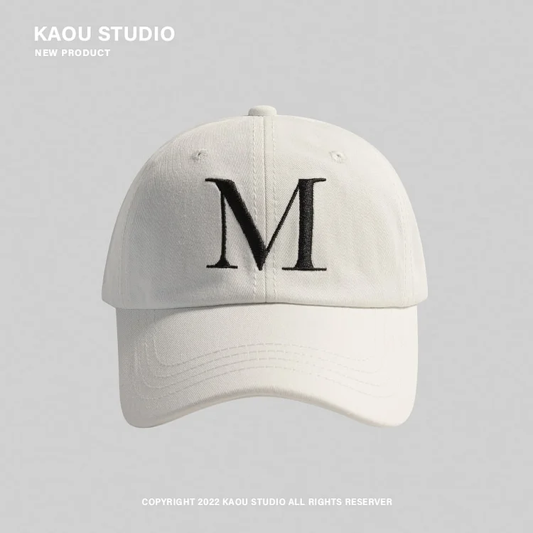 Letter Embroidery Circumference Peaked Cap Womens Spring and Autumn All-MatchKhaki Baseball Cap Men and Women Fashion