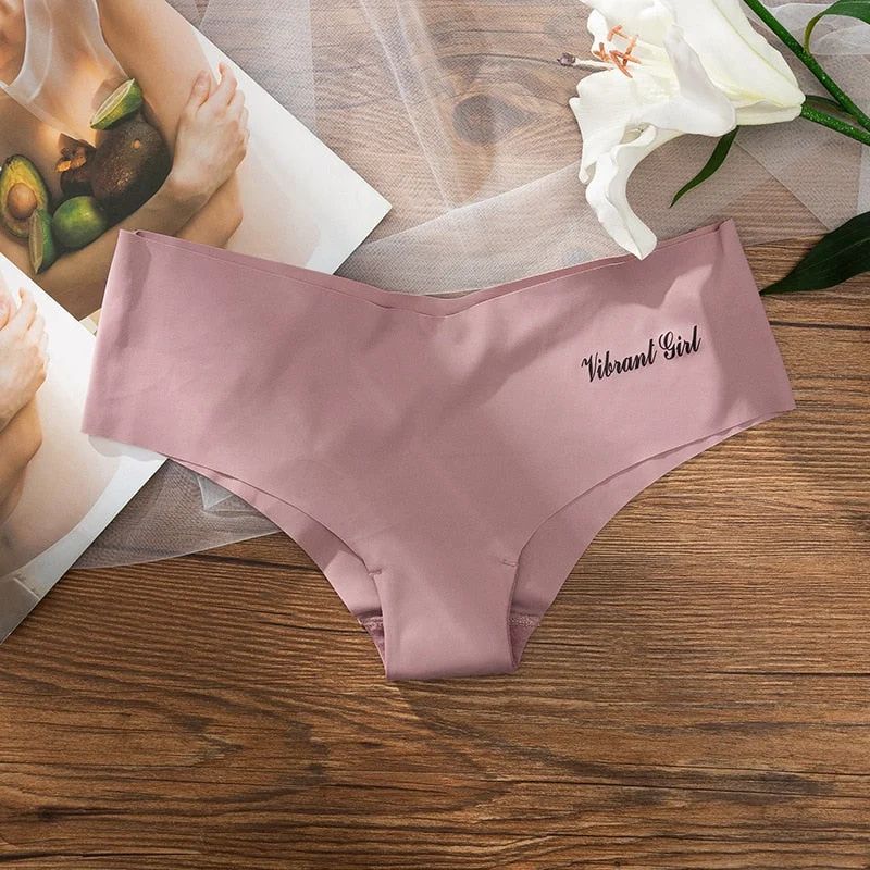 Women Ice Silk Underwear Sexy Solid Color Panties Fashion Seamless Comfort Briefs Low Waist Seamless Underpants Female Lingerie