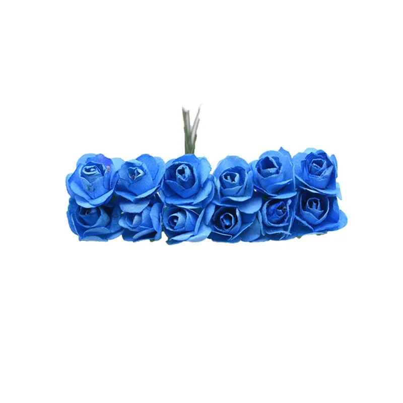 72/144pcs Artificial Flower Mini Cute Paper Rose Handmade For Wedding Decoration DIY Wreath Gift Scrapbooking Craft Fake Flower