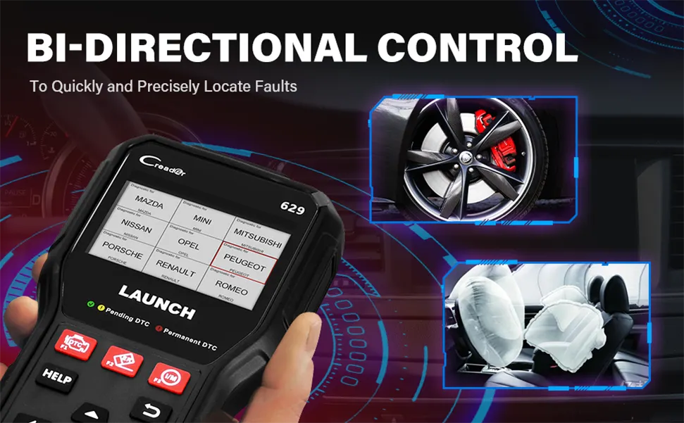 LAUNCH CR629 ABS SRS Scan Tool OBD2 Scanner with Active Test