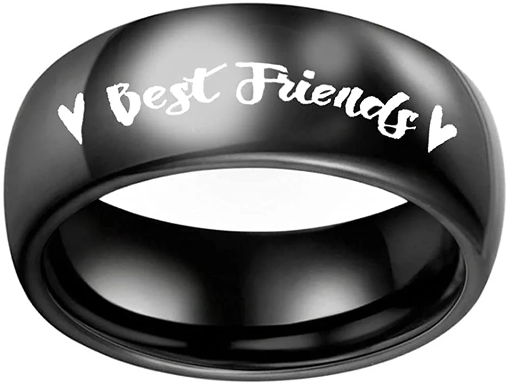 Buzzdaisy 1pc Best Friends Ring Engraved Name Date BFF Friendship Ring