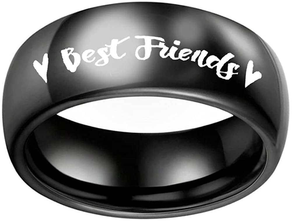 Buzzdaisy 1pc Best Friends Ring Engraved Name Date BFF Friendship Ring
