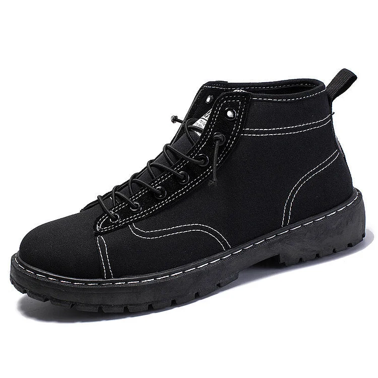 Men Stylish Pure Color Canvas Outdoor Casual Tooling Boots