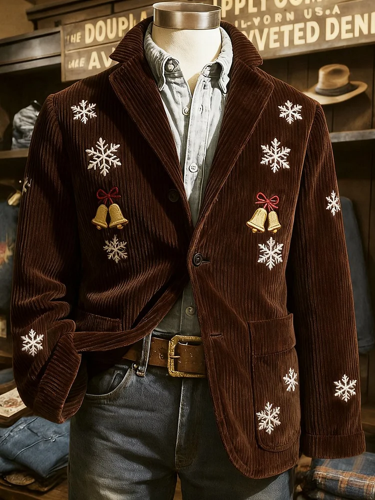 Men's Vintage Christmas Bell Casual Jacket 