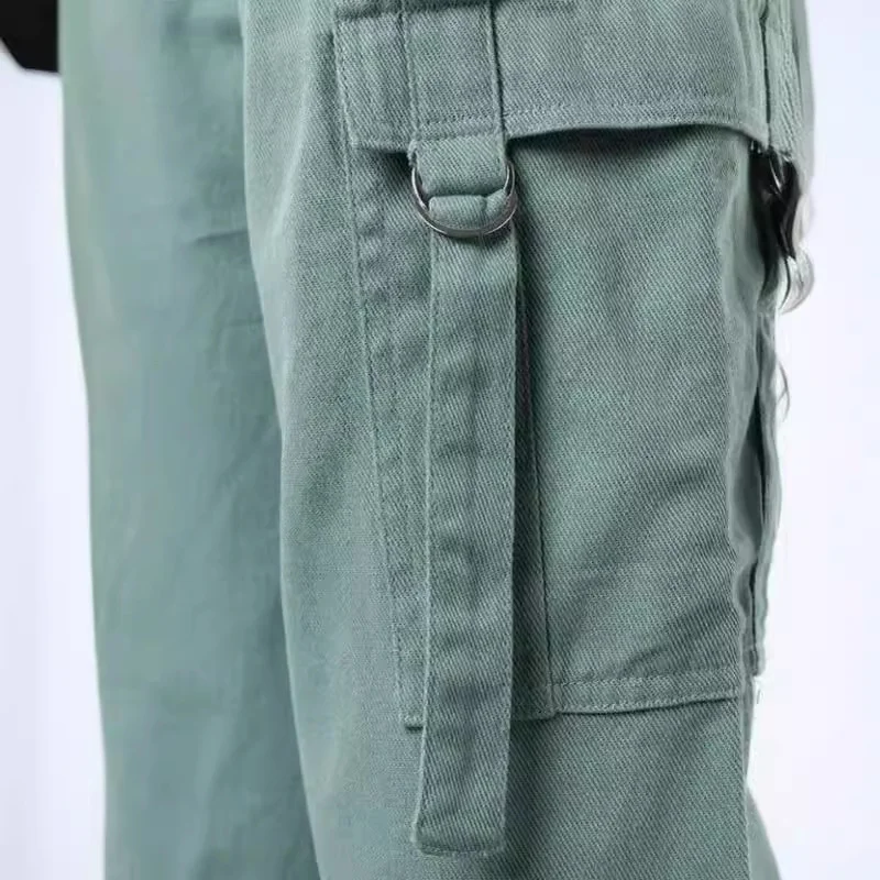 Wongn Wongn Street Fashion Retro Overalls Multi-Pocket Casual Straight Pants