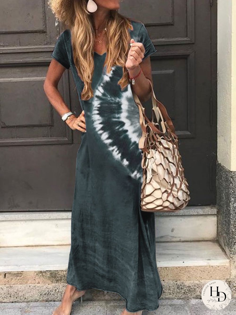 Women Casual Cotton Tie-Dye Knitting Dress