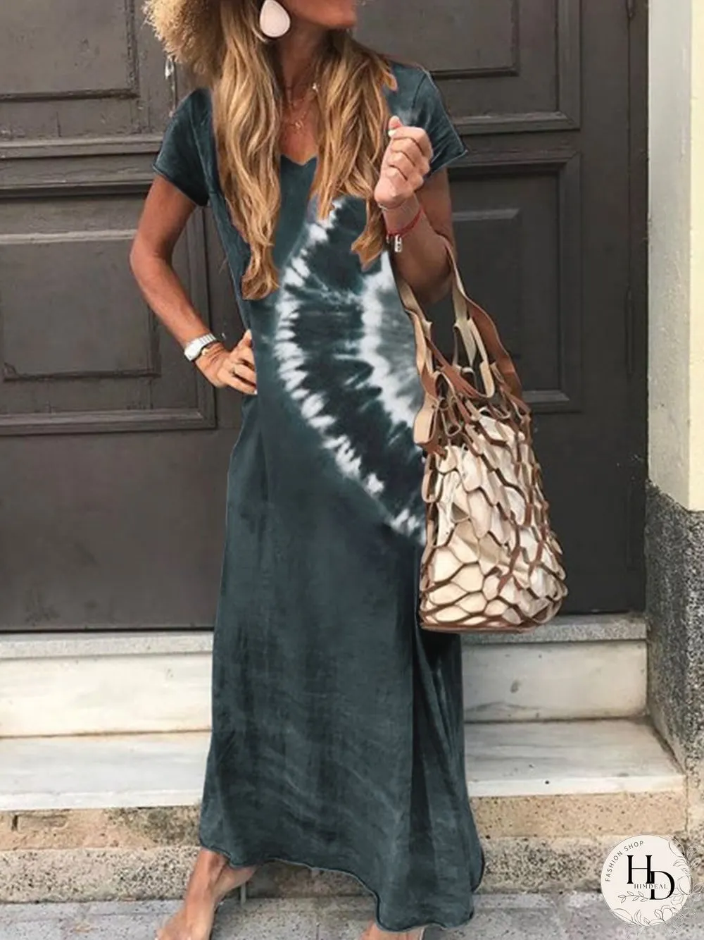 Women Casual Cotton Tie-Dye Knitting Dress
