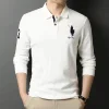 Solid color embroidered business casual polo shirt