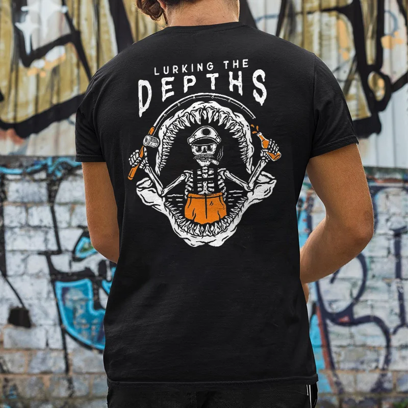 Lurking The Depths Printed Skeleton T-shirt