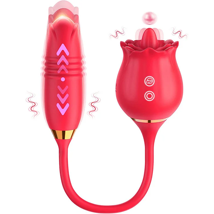 Large Red Rose Shock Jumper Female Tongue Sucking and Thrusting Cannon Machine