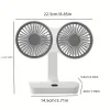 2024 New Summer Portable Mini Rechargeable USB Double-head 360&deg; Rotatable Desktop Electric Fan With LED light