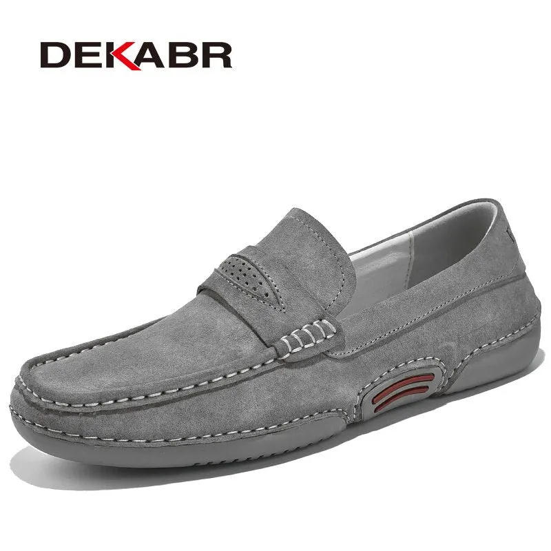 DEKABR Summer Men Casual Shoes Luxury Brand Genuine Leather Men Loafers Moccasins Breathable Slip on Italian Style Driving Shoes