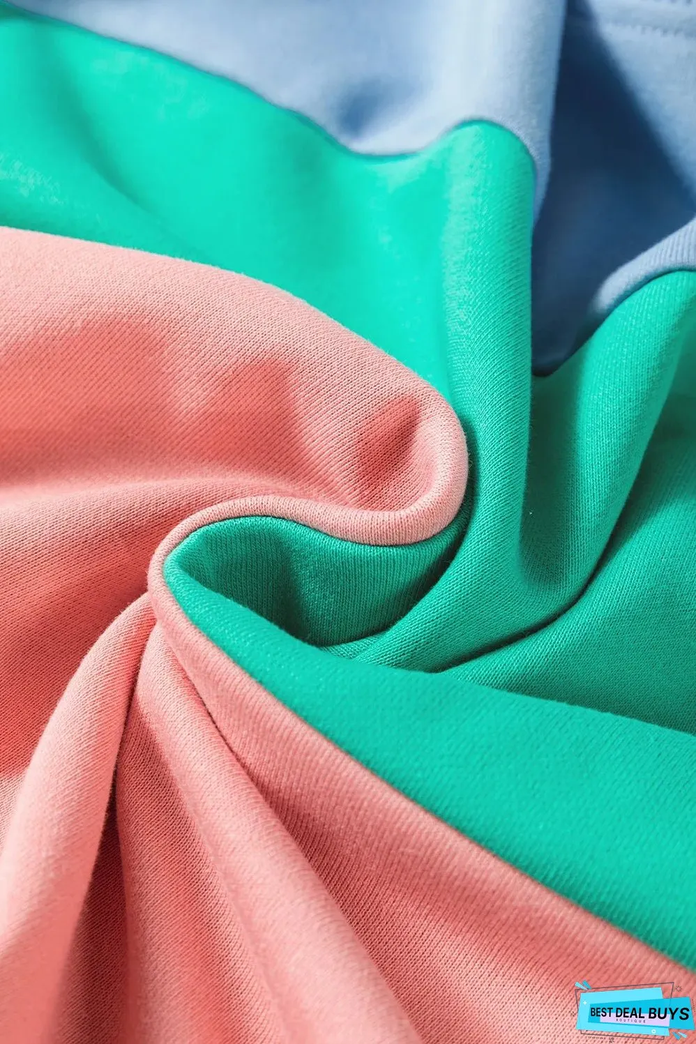 Color Block Round Neck Long Sleeve Sweatshirt