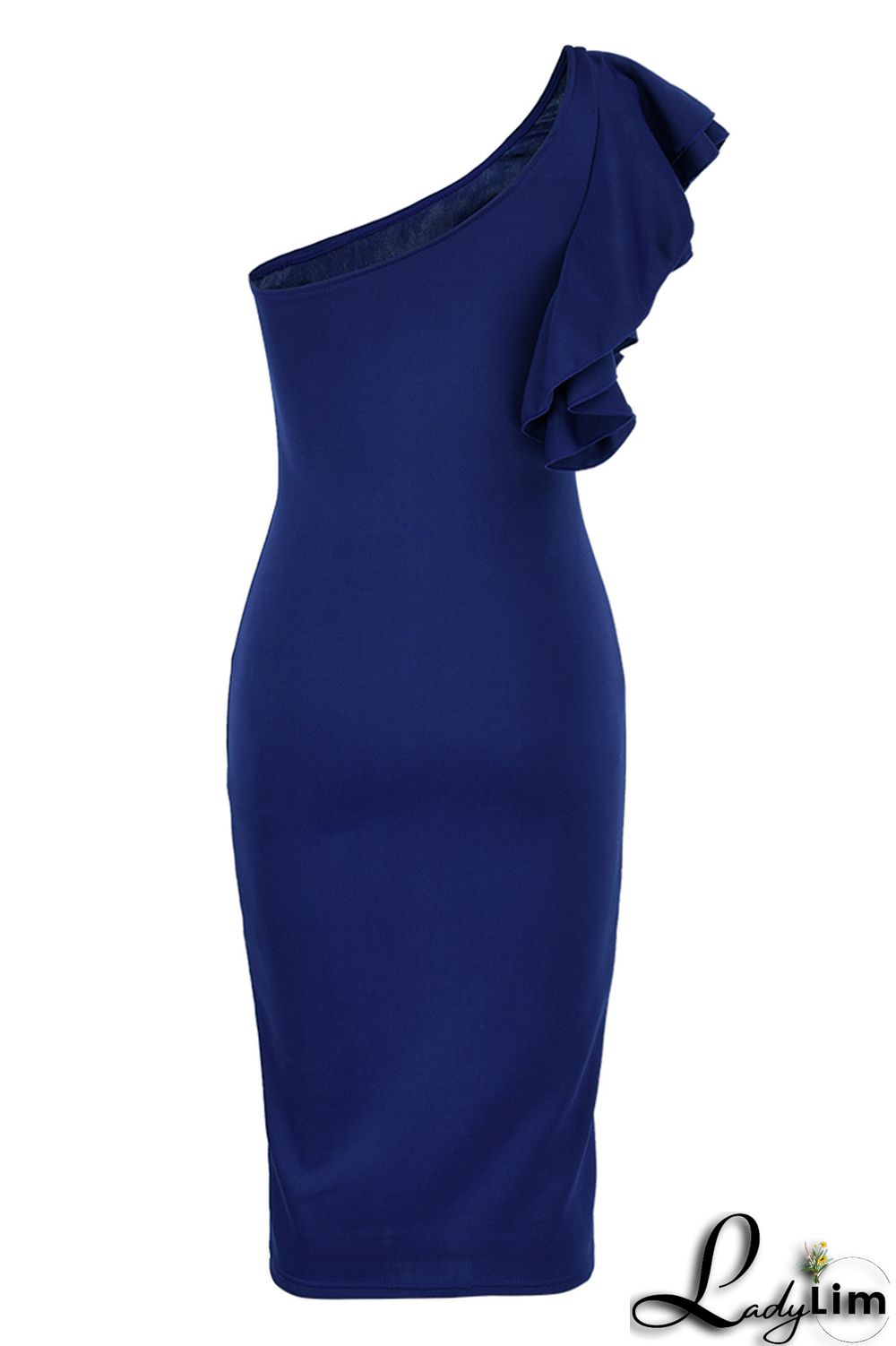 Yellow Fashion Sexy Solid Patchwork Backless One Shoulder Evening Dress