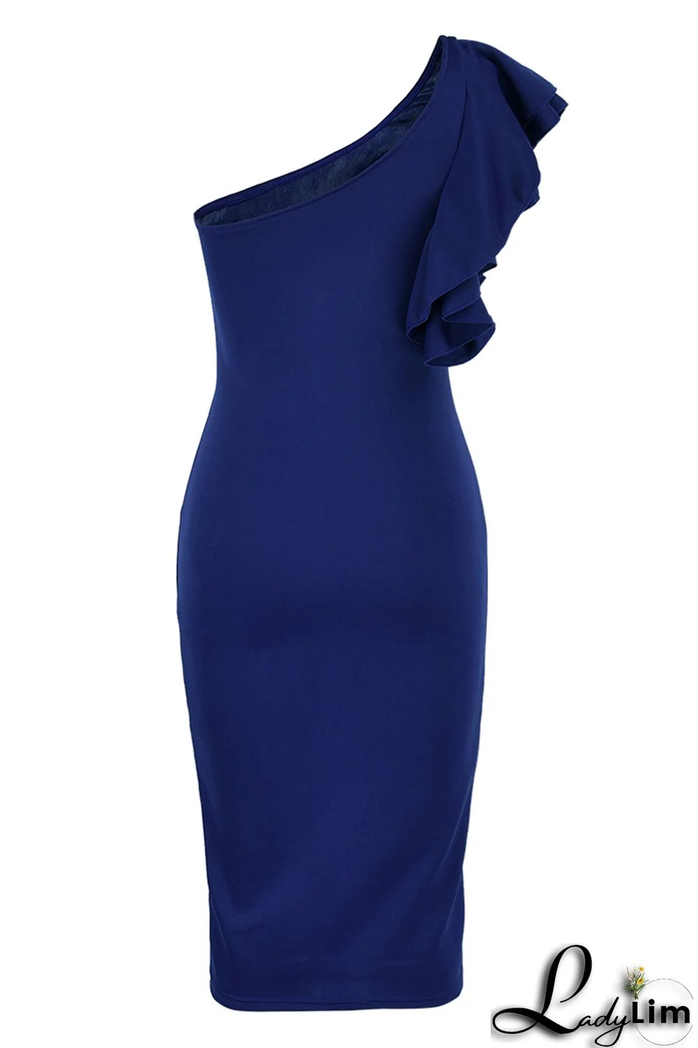 Yellow Fashion Sexy Solid Patchwork Backless One Shoulder Evening Dress