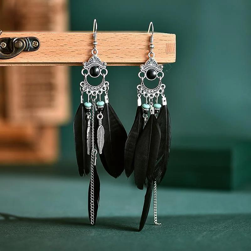 Retro Fringe Colorful Leather Earrings