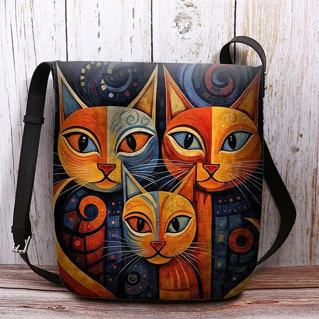 Style & Comfort for Mature Women Women's Cat Print Crossbody Bags Shoulder Bags