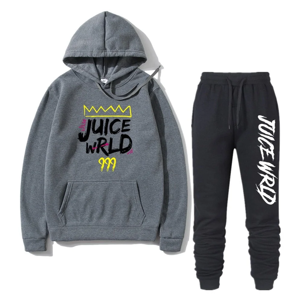 Juice Wrld Hooded Sweatshirt pants  Men Rapper Pullover Hoodie Sportwear Sweat Suit Casual Sportsuits
