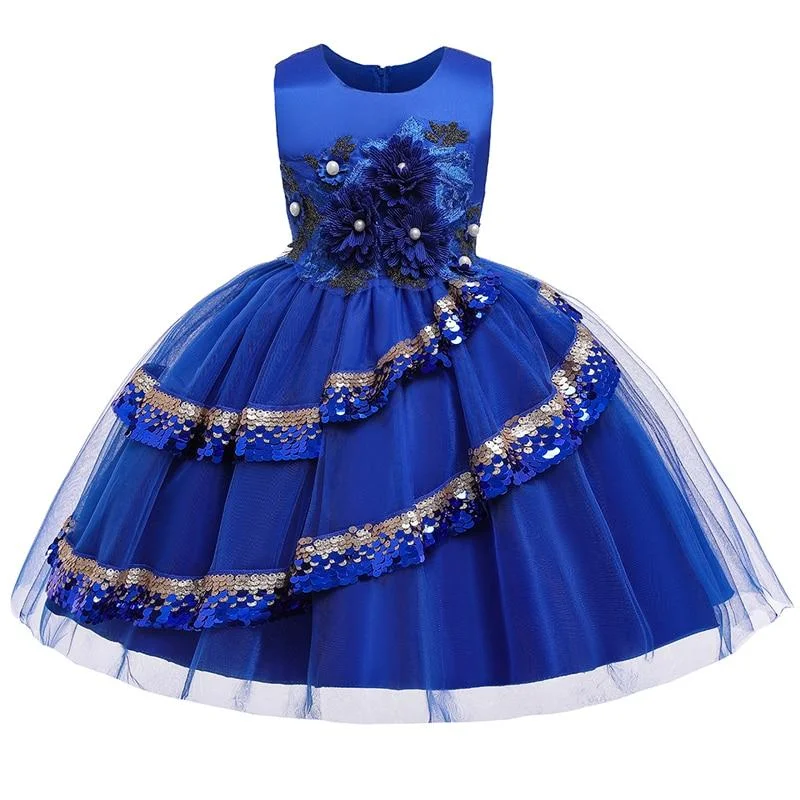 2021 Summer Baby Girl Dress Elegant Kids Dresses For Girls Children Clothes Flower Princess Dress Wedding Evening Party Dress