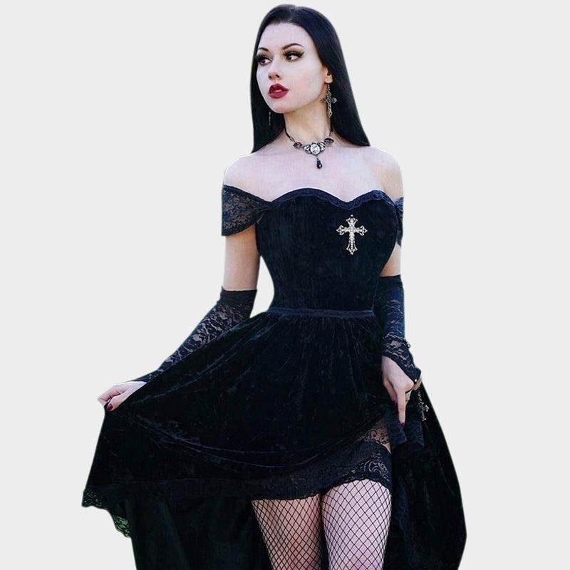 Breast Wrapped Lace Perspective Mesh Large Swing Dress