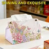 Papillon fleuri rose doux 24cm bricolage avec diamants &agrave; tissans, bo&icirc;te de mouchoirs d&eacute;corative en mosa&iuml;que de cristal r&eacute;utilisable pour d&eacute;coration de bureau de voiture