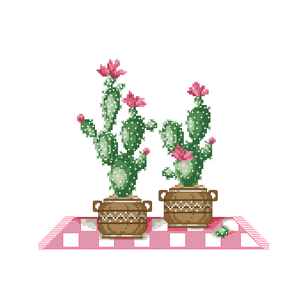 

Potted Cactus - 14CT Stamped Cross Stitch - 31*27CM, 501 Original