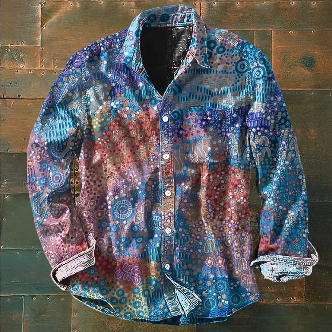 Abstract Color Palette Fashionable Long-Sleeve Shirt