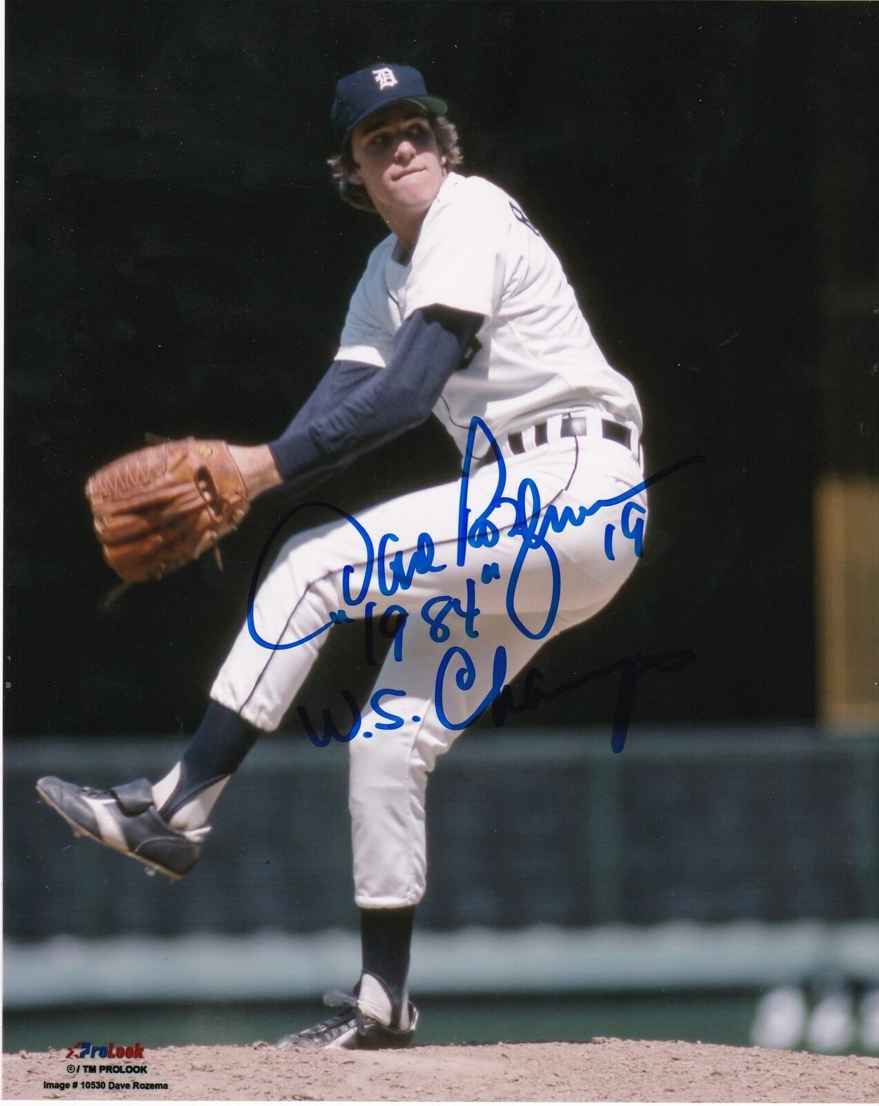 DAVE ROZEMA DETROIT TIGERS 1984 WS CHAMPS ACTION SIGNED 8x10