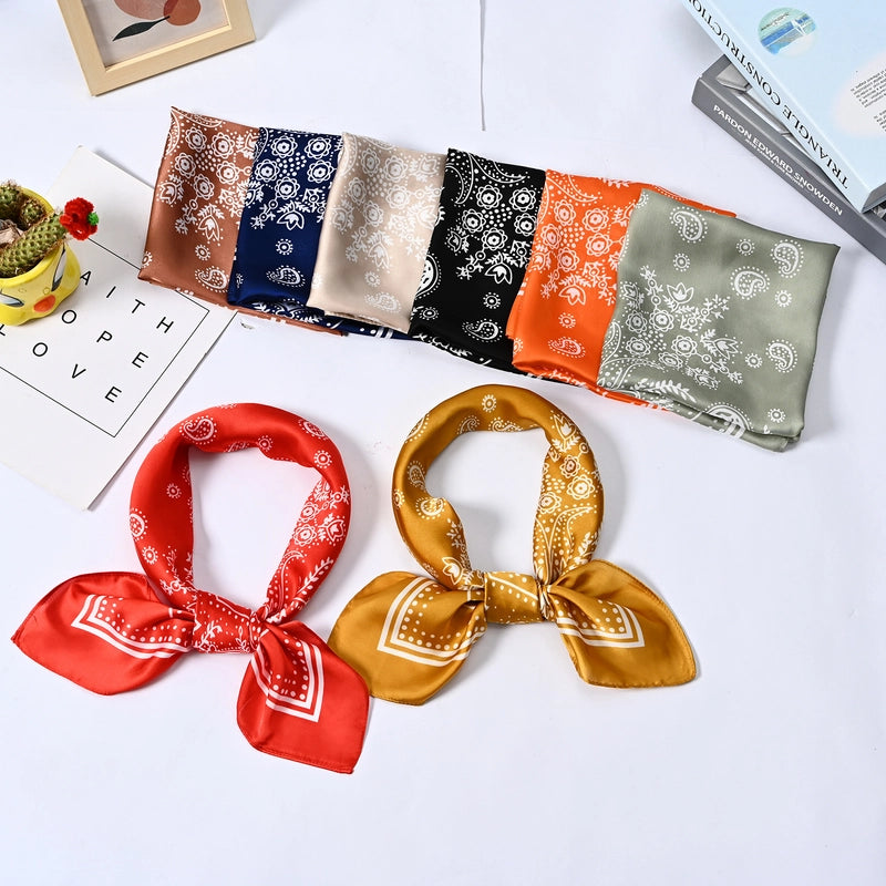 Spring And Summer Korean Fashion Cashew Nut Printed 70 Square Scarf Geometric Small Scarf Women Scarf Scarf Scarf Factory Direct Supply
