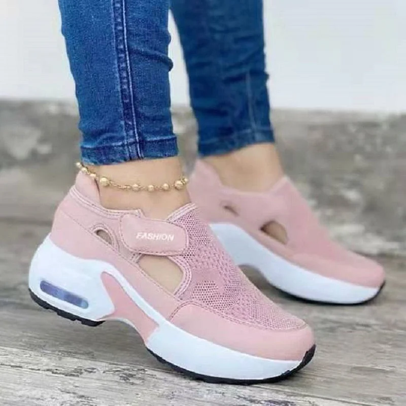2022 Women Vulcanized Shoes Platform Shoes Woman Solid Color Ladies Shoes Casual Breathable Wedges Ladies Walking Sneakers