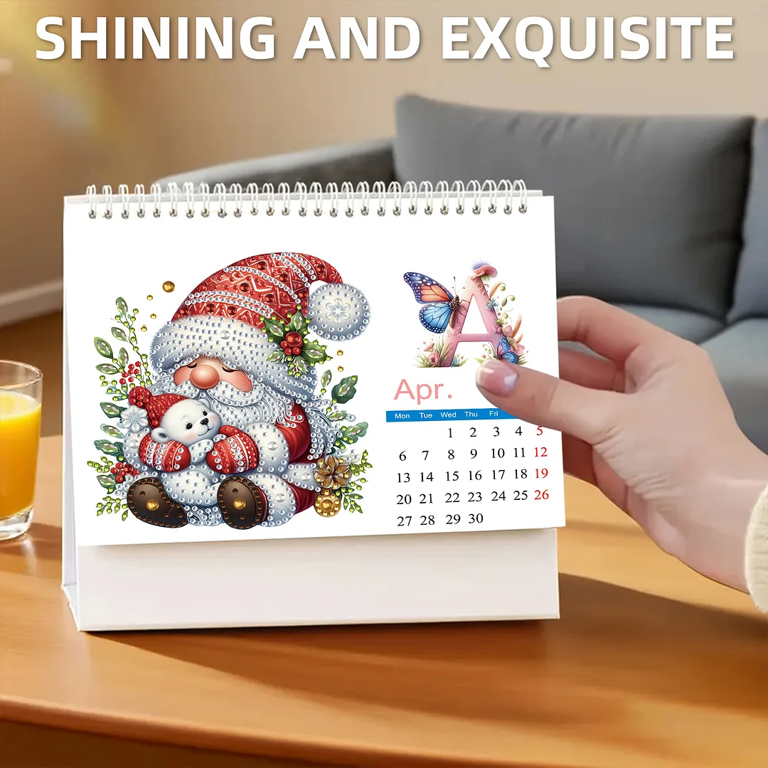 2026 Calendar Diamond Painting Kit Christmas Gnome DIY Diamond Art Desk Calendar