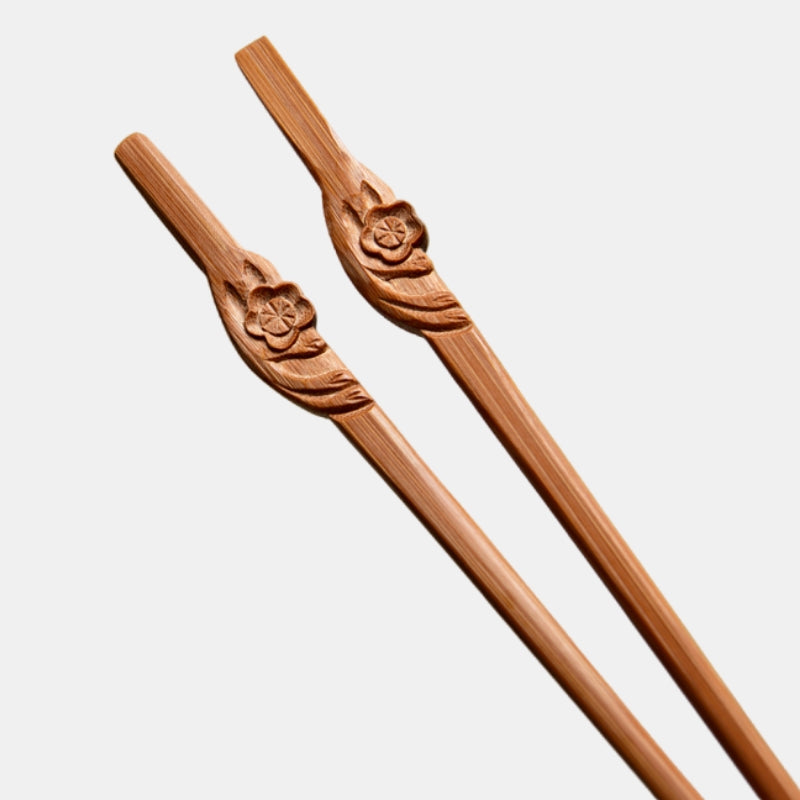 Handmade Plum Embossed Bamboo Chopsticks Chinese Gift