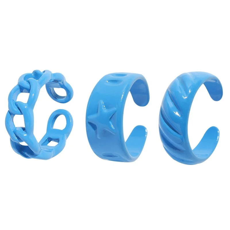 Dvacaman 2021 New INS Trendy Colorful Dripping oil Geometric Rings Candy Color Hand Painted Irregular Open Rings Female Jewelry