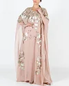Delicate Rhinestone Embroidery Sequin Floral Appliqué Kaftan