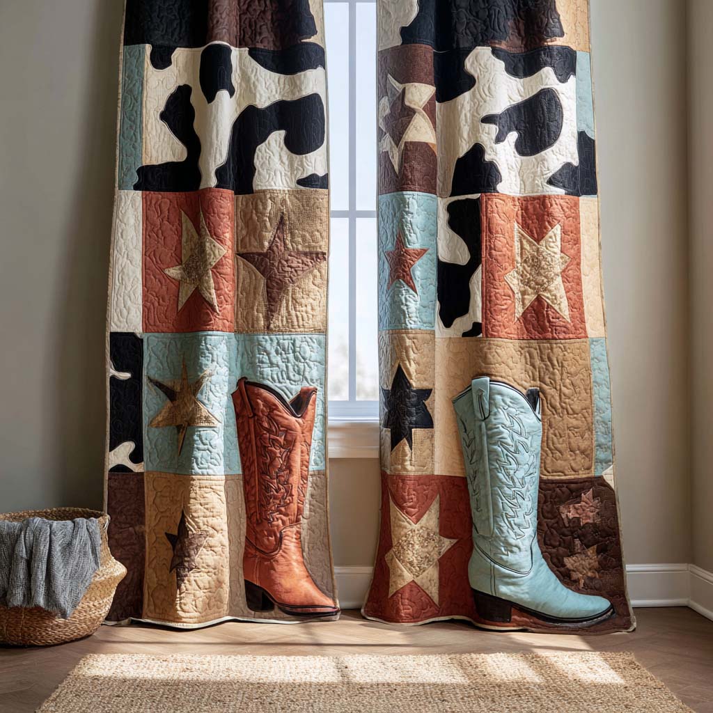 Lone Rider Boots Printed Quilted  Curtains NCU0XD2136