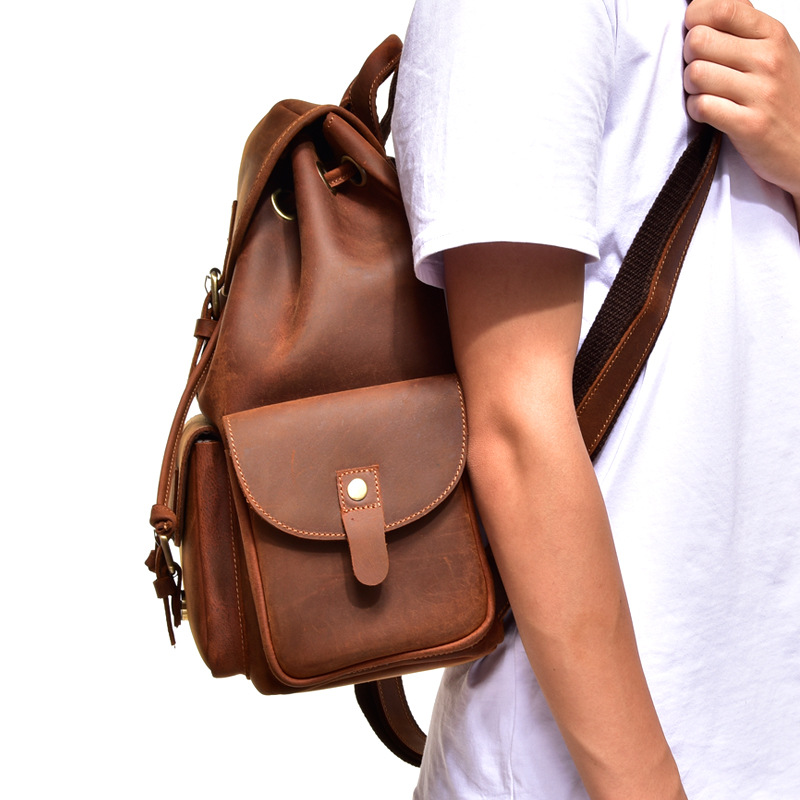 Handmade World Brown Vintage Leather Backpack Laptop Messenger Bag Rucksack Sling for Men Women