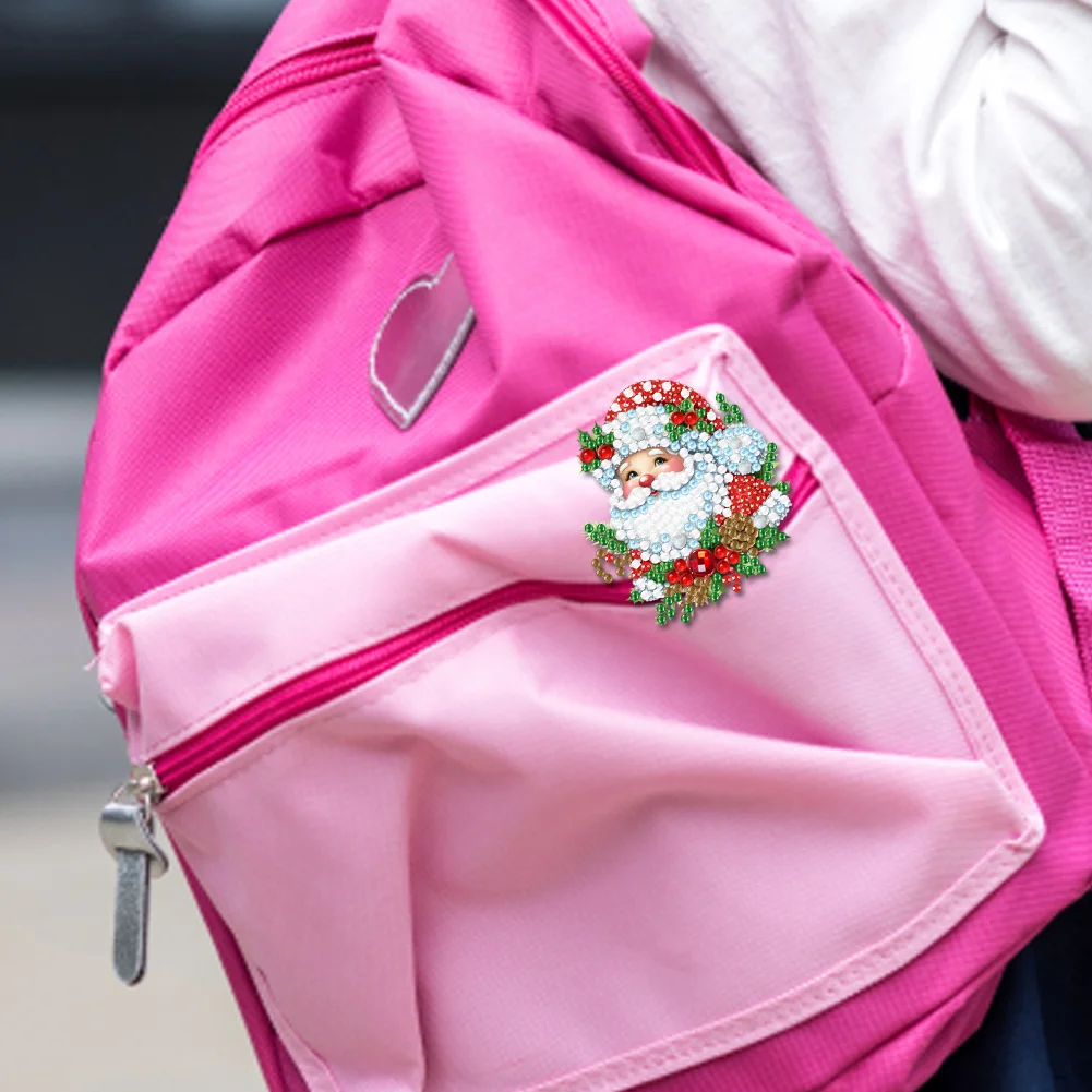 4Pcs Acrylic Special Shaped Christmas DIY Diamond Art Brooch Kit for Women Girls