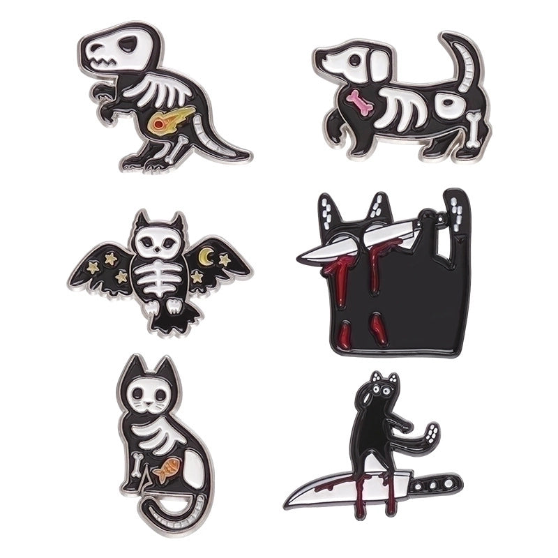 Punk Pin Dog Bat Skull Alloy Stoving Varnish Unisex Brooches