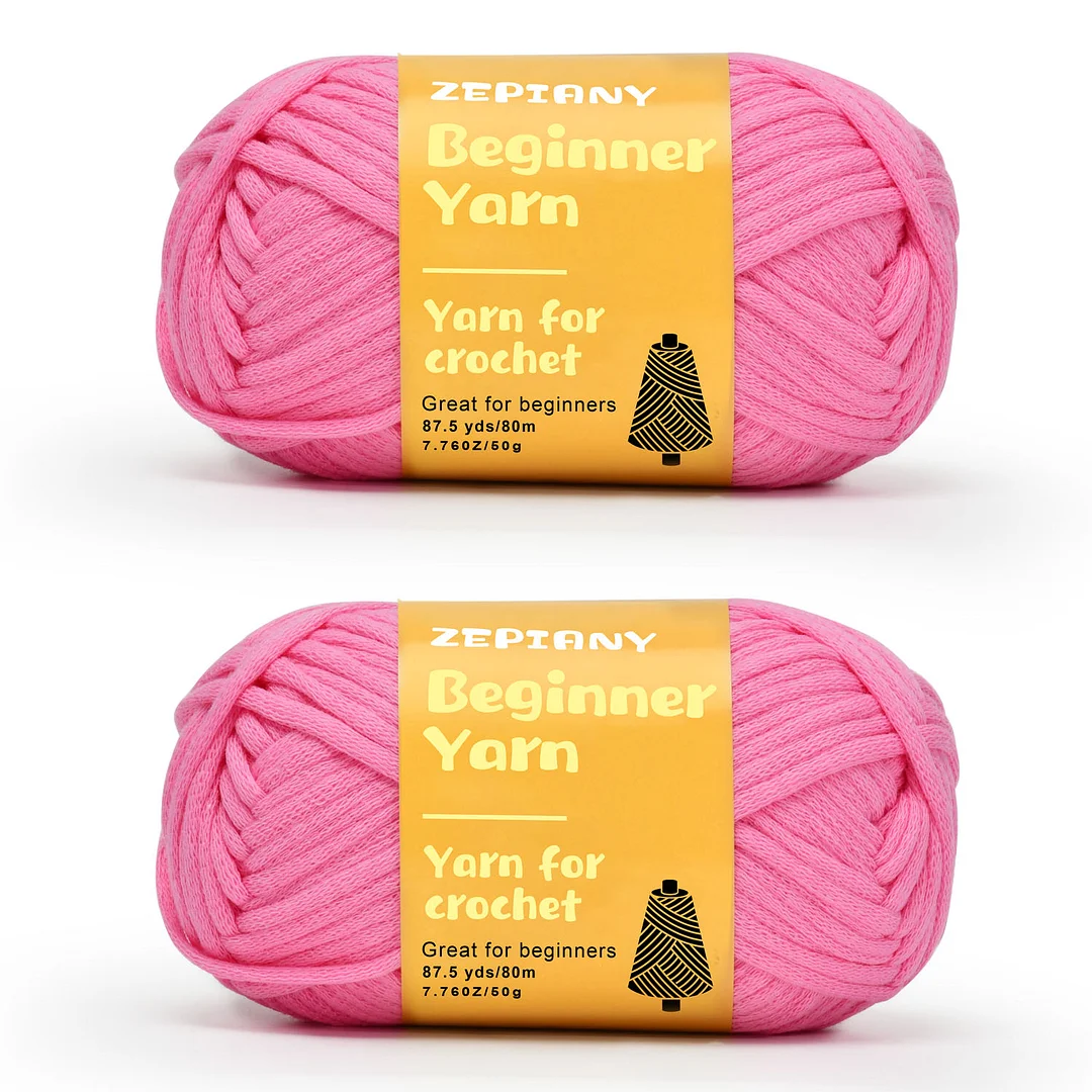 3PCS 150g Beginners Pink Yarn for Crocheting and Knitting,260 Yards Cotton  Nylon Blend Yarn for Hand DIY Bag Basket Dolls and Cushion
