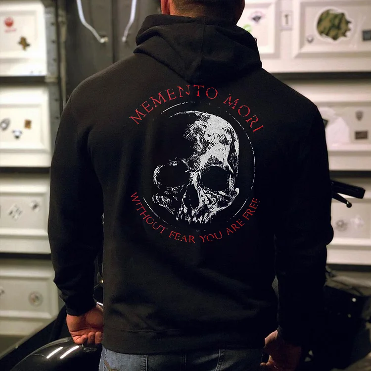 Memento Mori Without Fear You Are Free Printed Skull Men's Hoodie