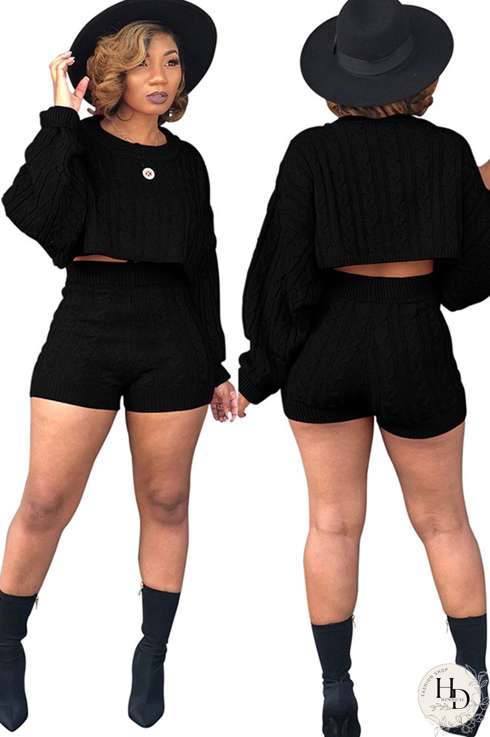 Orange Wool Europe and America Solid Two Piece Suits pencil Long Sleeve Two-Piece Short Set