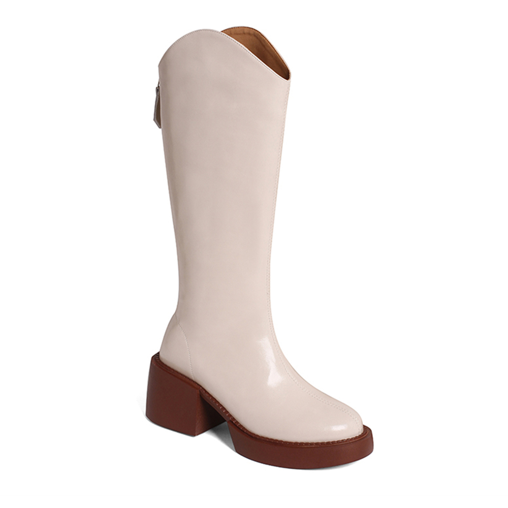 70mm Women Fashion Block Heel Zipper Boots-vocosishoes