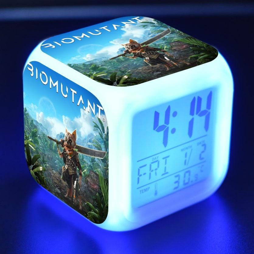 Biomutant Digital Alarm Clock 7 Color Changing Night Light Touch Control for Kids