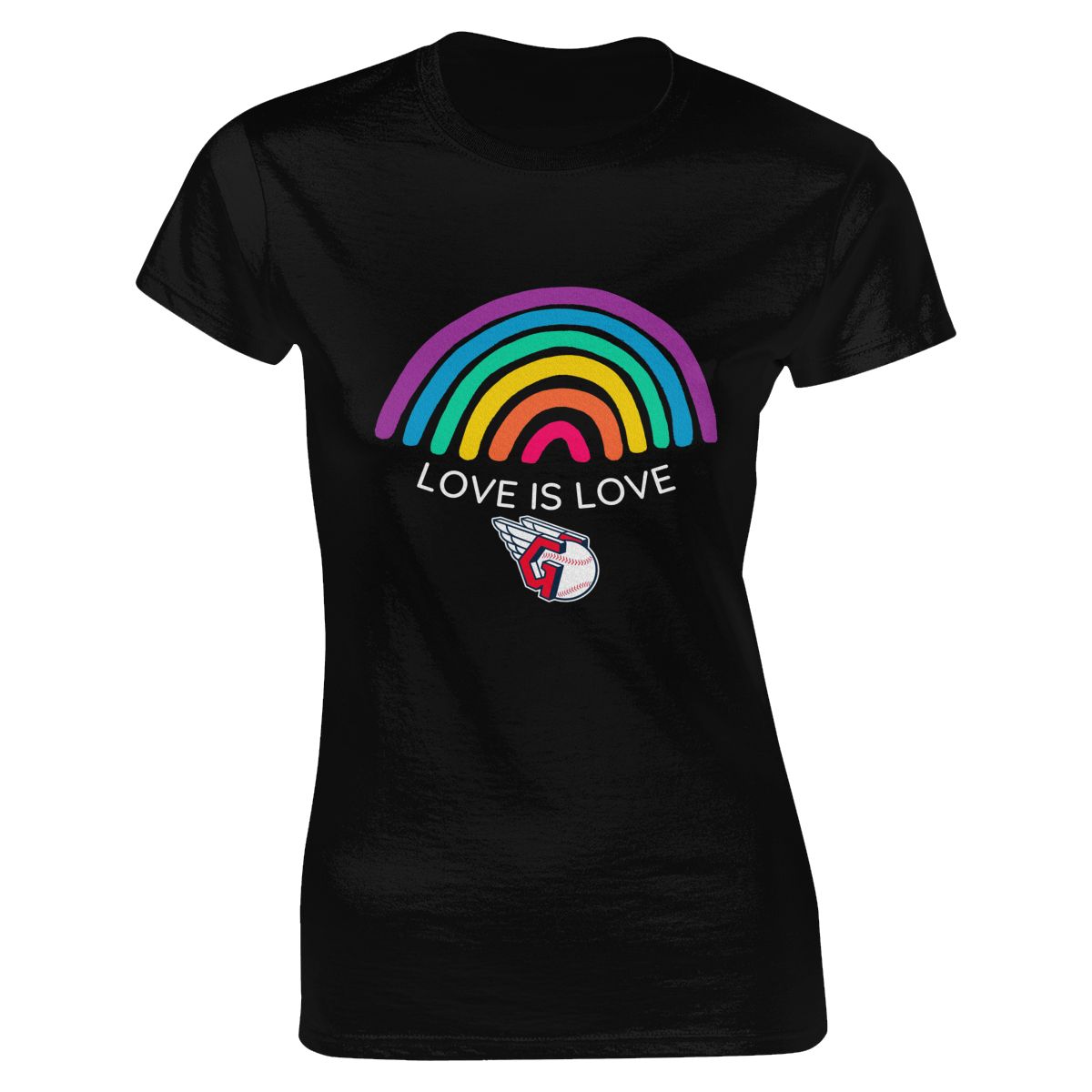 Cleveland Guardians Love is Love Pride Rainbow Women's Crewneck T-Shirt