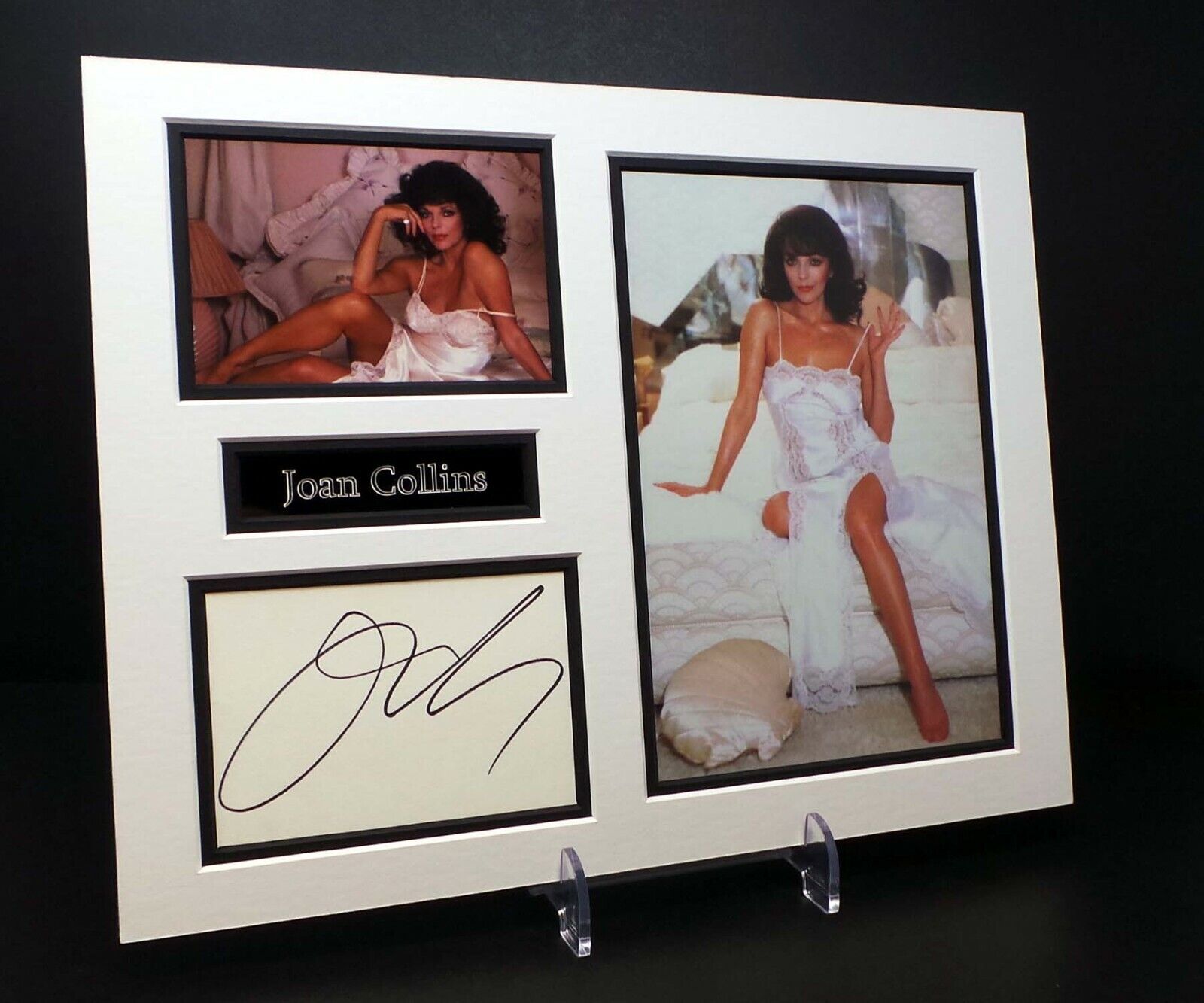 Joan COLLINS Signed Mounted Sexy Photo Poster painting Display AFTAL RD COA The Stud Actress